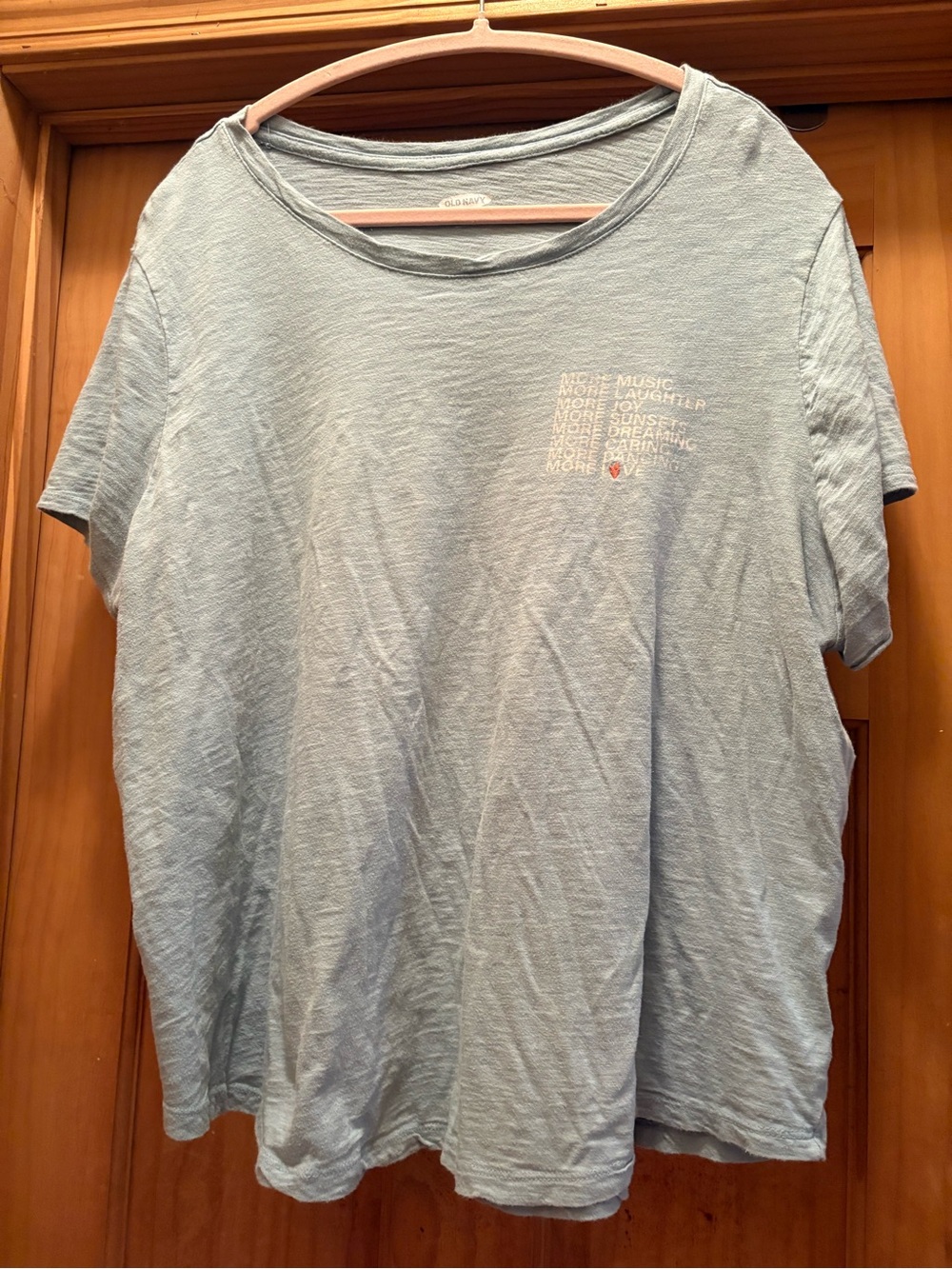Old Navy Light Blue Crewneck Short Sleeve Tee with Small Chest Graphic